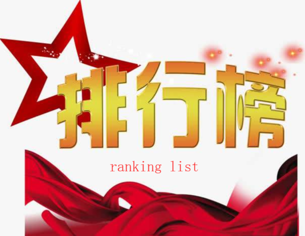 排行榜用英文这么说：ranking list