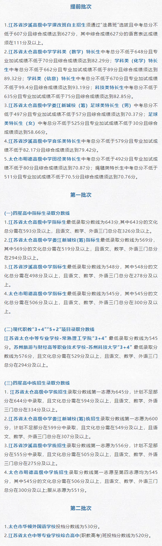 苏州中考分数线