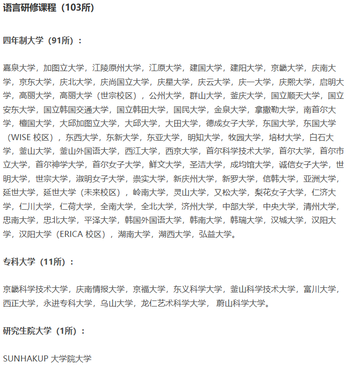 韩国优秀认证大学