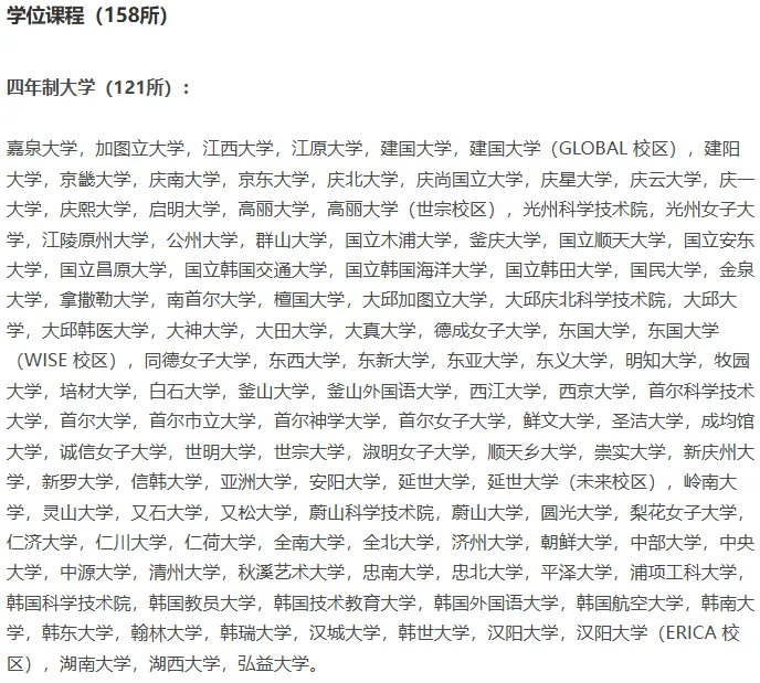 韩国优秀认证大学