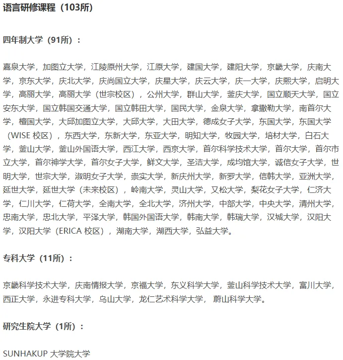 韩国优秀认证大学
