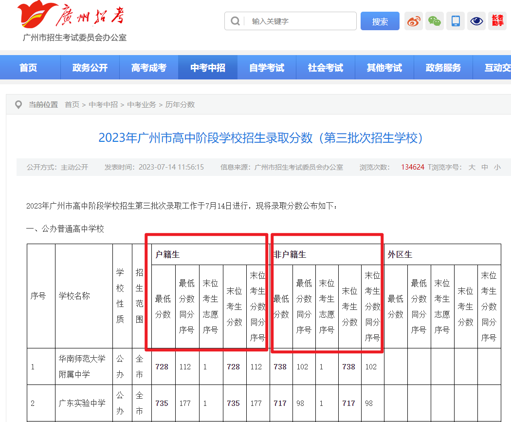 广州中考志愿填报