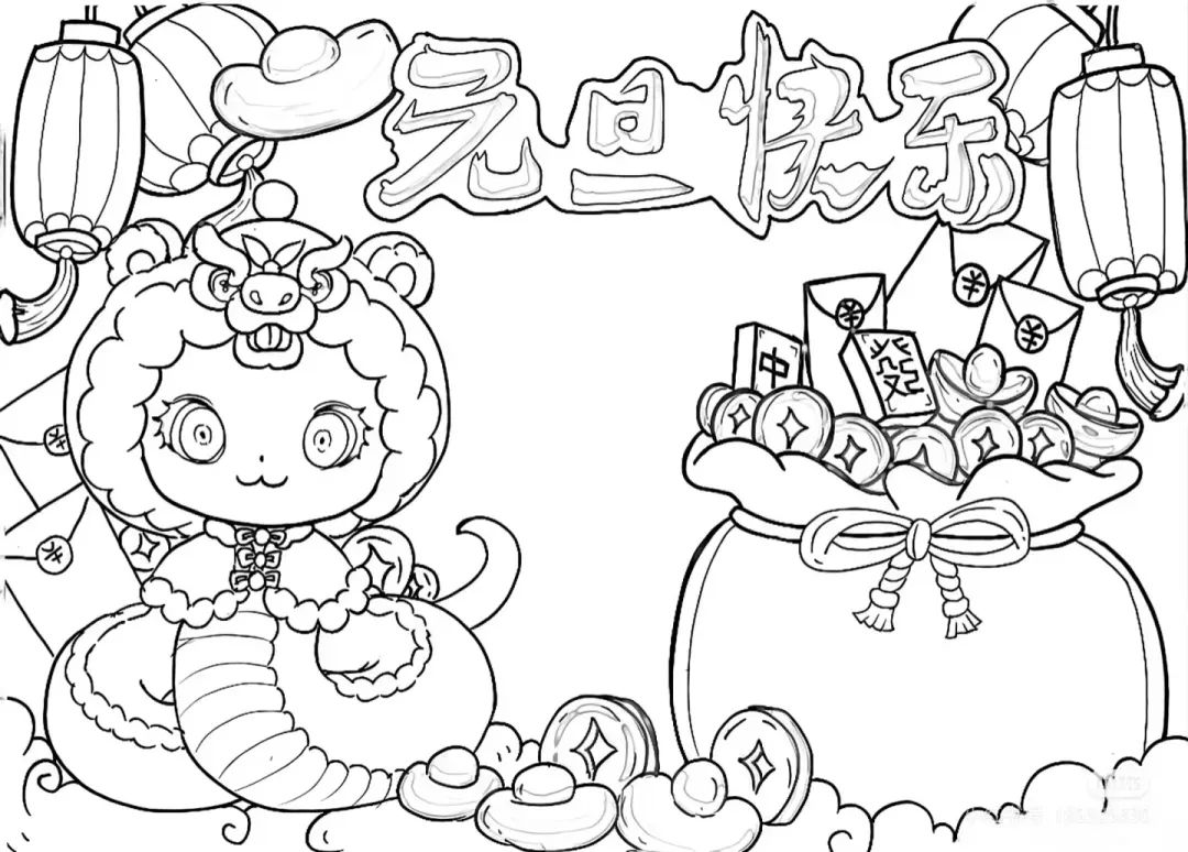2025蛇年春节手抄报